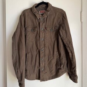 Levi's Brown Cotton Button-Front Utility Shirt Jacket